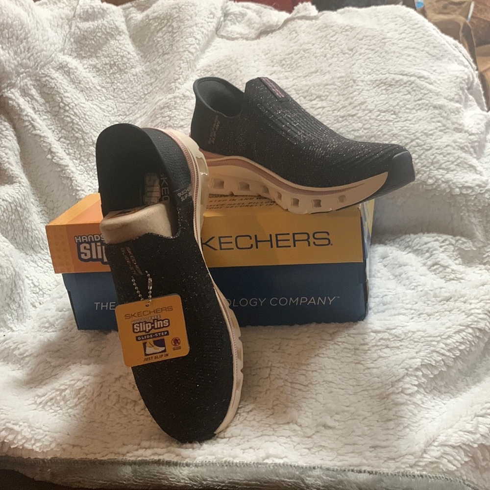 Womens Skechers glide step pro NIGHT GLEAM black rose gold sneaker shoe size 8